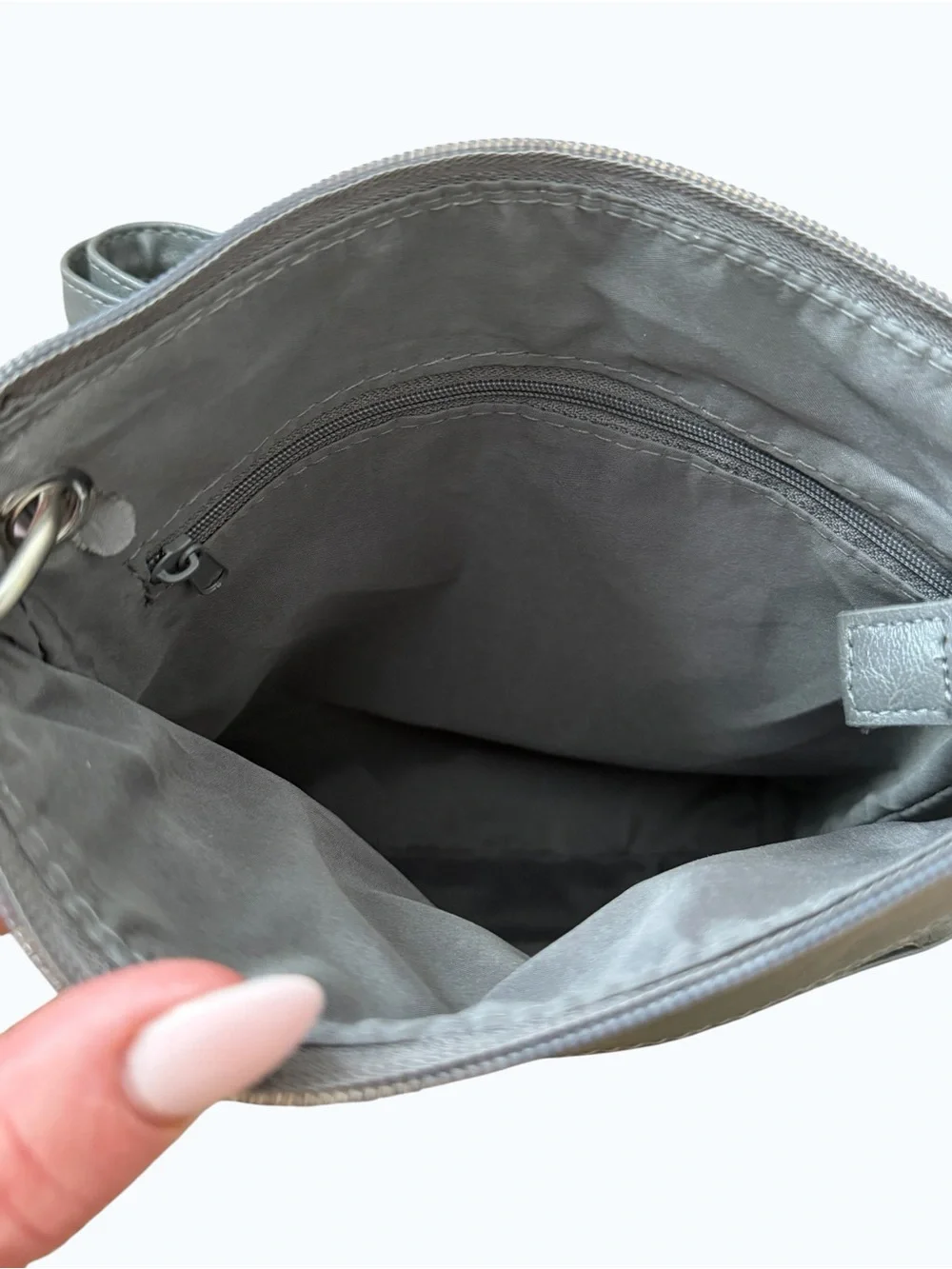 Time and Tru Gray Crossbody Bag with Front Pockets